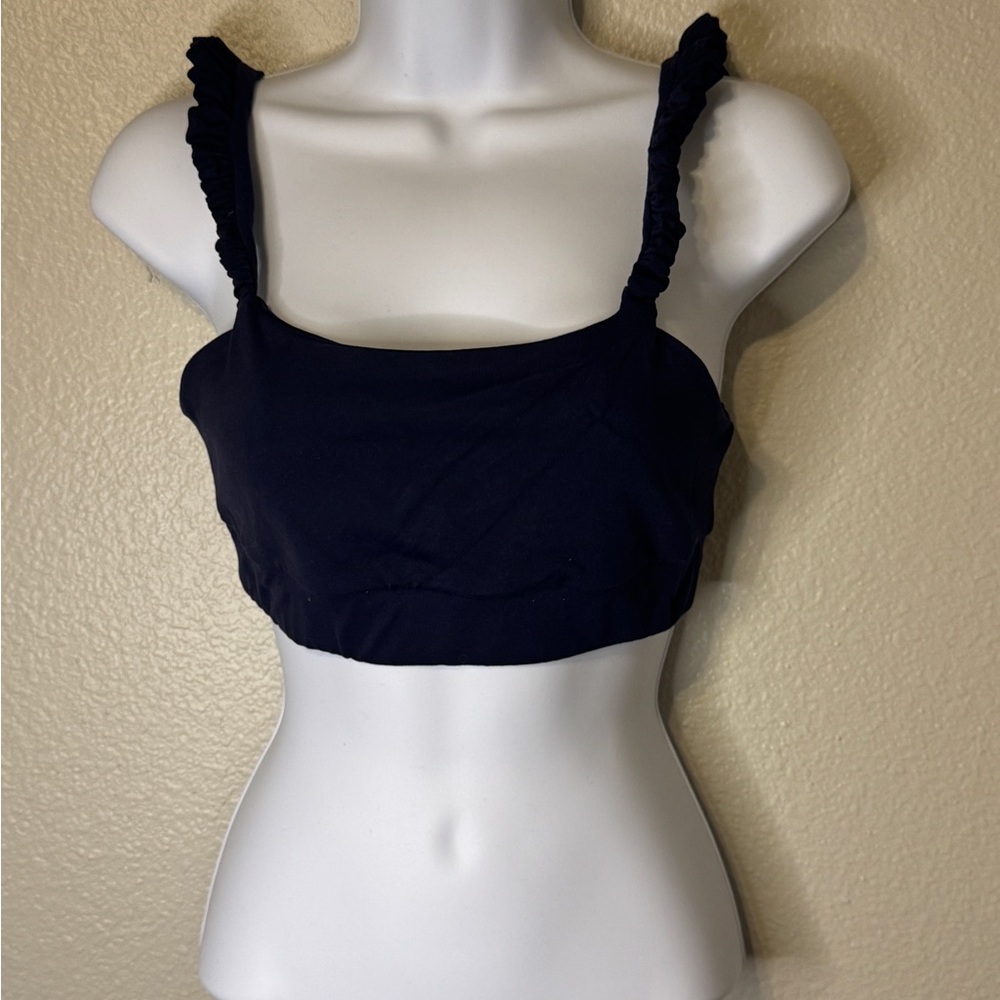 925 FIT Navy Ruffle-Strap Crop Top – Size M